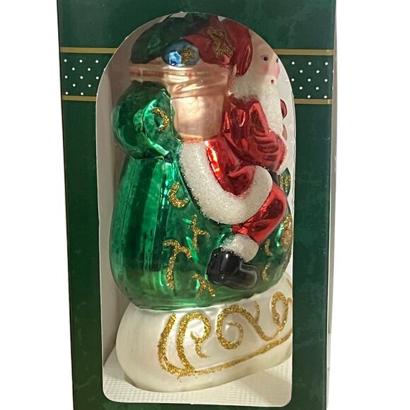 Vintage Santa Clause Sleigh Blown Glass Ornament - Picture 3 of 5